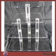 Transparent 4-tier durable square plexiglass cupcake stand