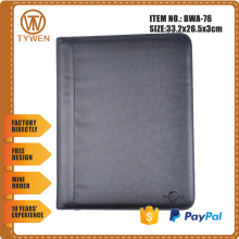 BWA-76 Leather portfolio cover/file folder with calculator/good quality cheap price portfolio in file folder