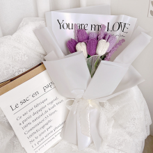 Customized Colorful Handmade Crochet Flower Bouquet: Tulips, Roses & Sunflowers