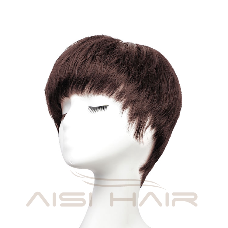Aisi Hair Cheap Bob Machine Made High Quality Natural Brown Pixie Cut Brazilian Human Hair Very Short Wigs