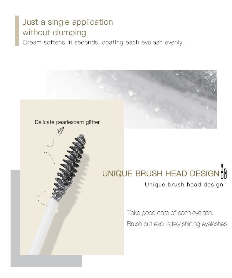 Pudaier Diamond Glitter Mascara Quick Dry Water Drop Makeup Long Lasting Waterproof Curling Thick Shiny Eyelash Mascara
