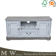 shabby chic french TV table, living room wood TV table, pine wood antique TV table