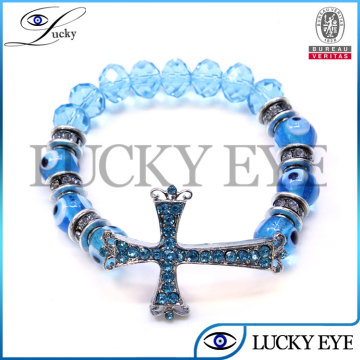 fashion cross evil eye cz bracelet