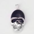 Blue Goldstone Semi Precious stone Skull Alloy Pendant