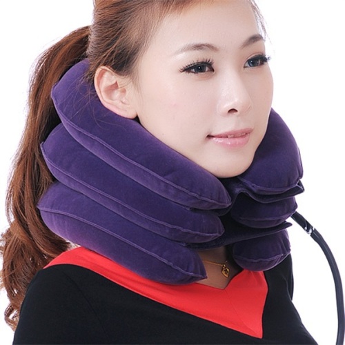 high quality safety neck support brace medical flocked PVC inflatable neck brace collar folding air cervical traction device