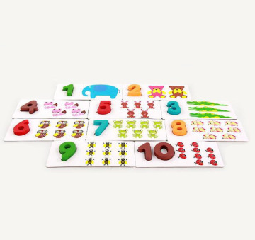 Cartoon animal puzzle number cognitive board wood toy