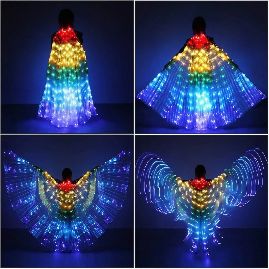 Light up LED Isis Wings Belly Dance Carnival Rave Costumes Outfitsfor Women Adults for Christmas Halloween Party