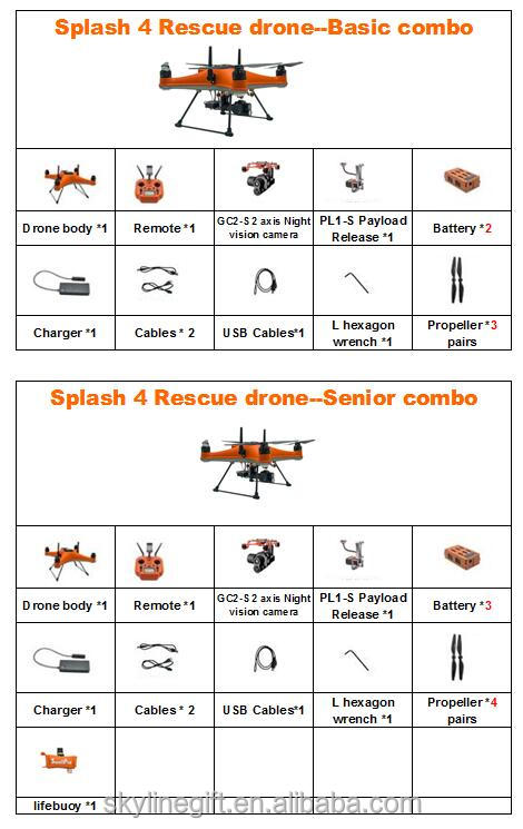 IP67 Waterproof  2kg payload Swellpro SplashDrone 4 camera fishing drone with Night vsion & rescue