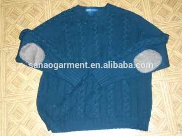 POLO CABLE KNIT SWEATER with SUEDE ELBOW PATCHES