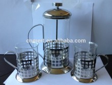 french coffee press set ,1pcs coffee press + 2 coffee cups