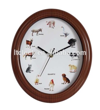 plastic birds sound oval shape wall clock