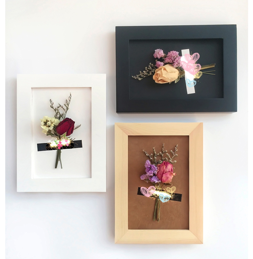 High Quality Creative Home Decoration white Black wooden photo picture frame keep dried flower 3D shadow box display case