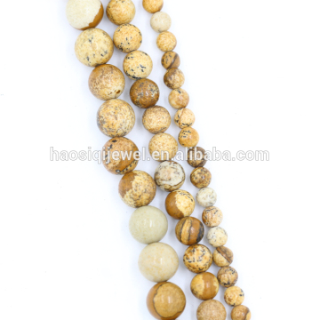 Exw price picture round 8mm picture jasper loose beads natural gemstone jasper for diy jewelry