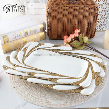 Ceramic Platters and Serving Ware - RY007plateRG 12-14 Inch Rectangle Dinnerware Plates for Hotels and Banquets