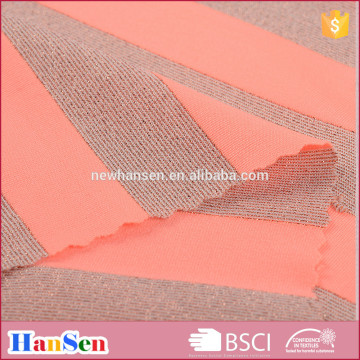 Fashion! Stripe knitted nylon spandex fabric with gold silk decoration