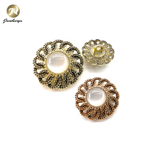 Fancy Apparel Sewing Rhinestone Metal Button with Pearl