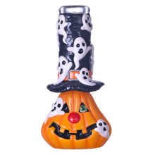8.3in HippiesGlass,Hand Drawn Pumpkin & Elves Glass Beaker Bong,Cute Halloween Bong,Borosilicate Glass Water Pipe,Glass Hookah