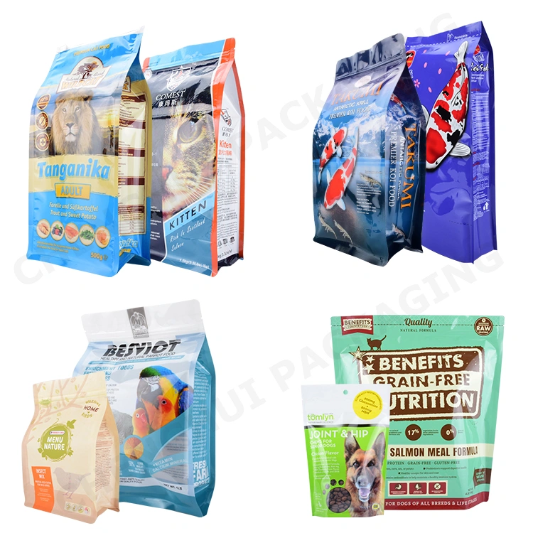 Large Capacity Logo Print Square Bottom Side Gusset Aluminum Foil Bag Zipper Plastic Packaging for Cat Food Dog Food Pet Food
