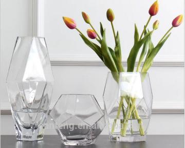 Geometric shape clear glass vase