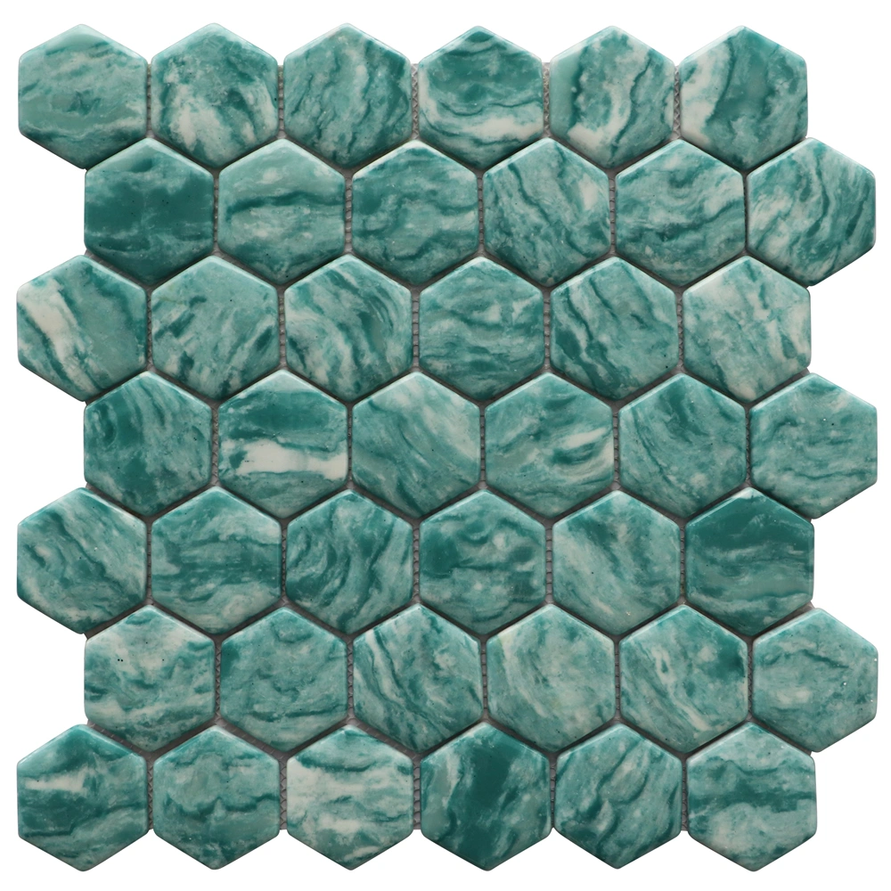 Black Fullbody Glass SPA Hexagon Mosaic Tile