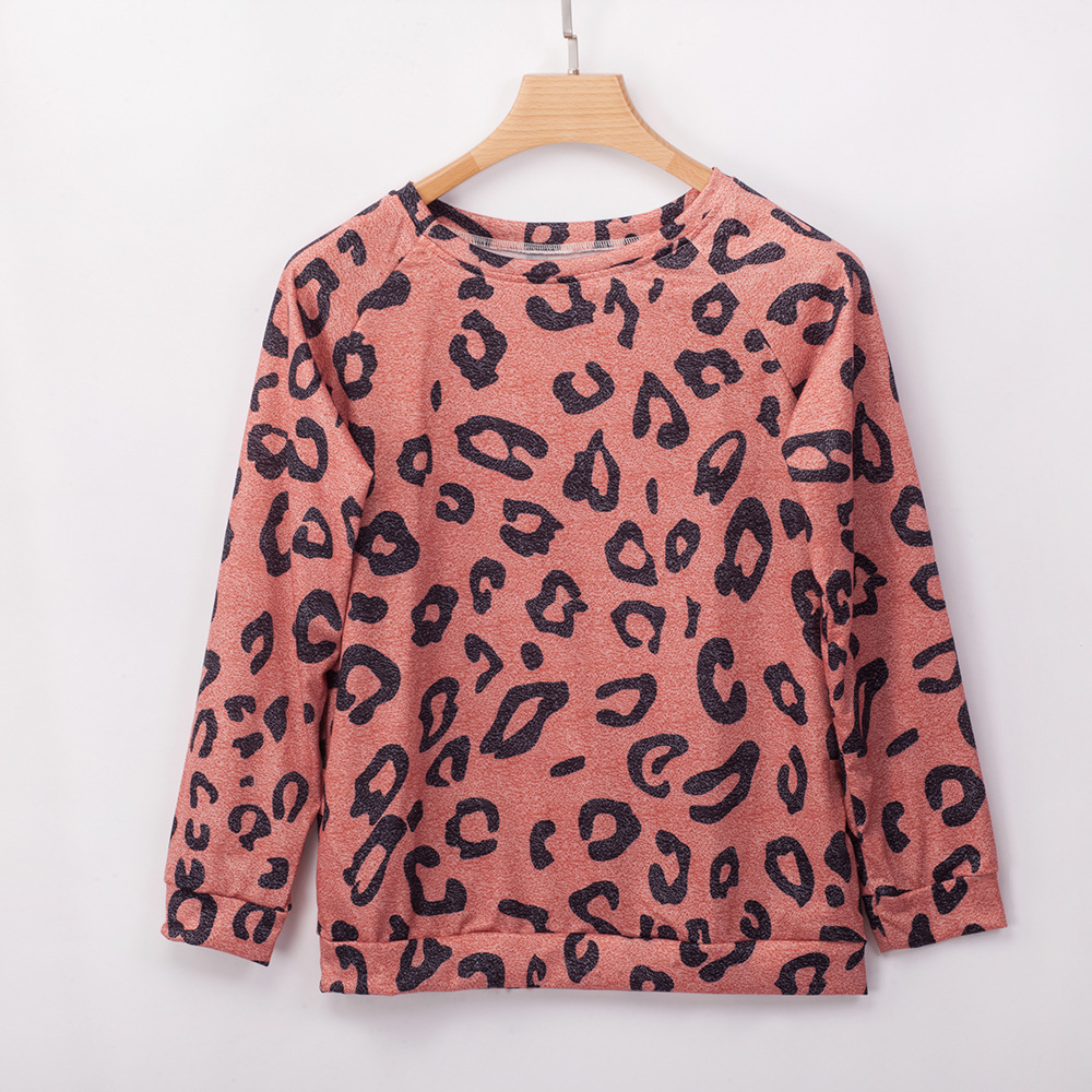 Wholesale Fashion New Style Women Leopard Knit Pullover Sweater Round Neck and Long Sleeves Hoodie