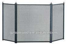 Black 3 Panels Fireplace Hearth Screen