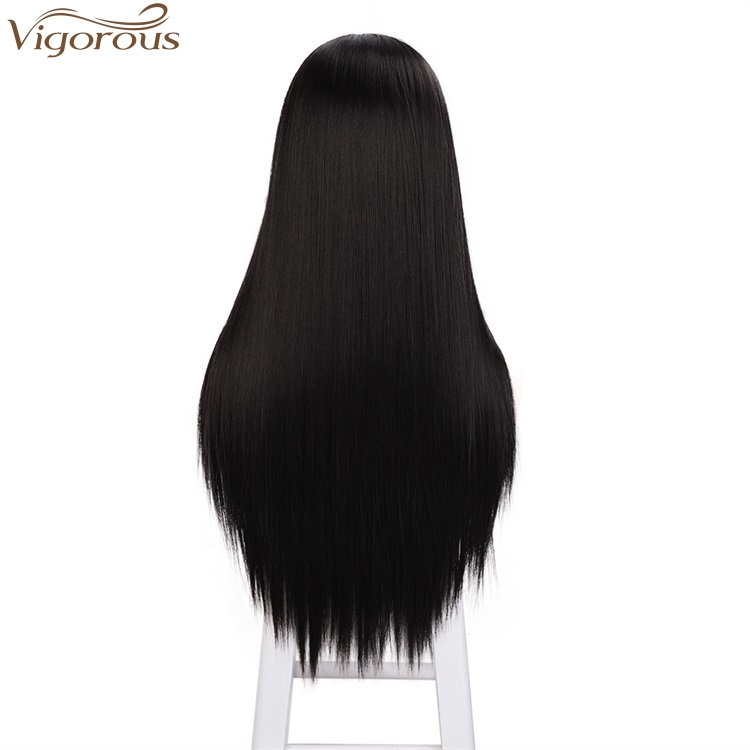 Vigorous Long Silky Natural Black Straight Synthetic Wigs Middle Part Wigs For Women Daily Use Wigs Wholesale Price