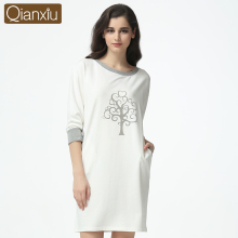Qianxiu Wholesale Inventory Cotton Printed White Home Dress