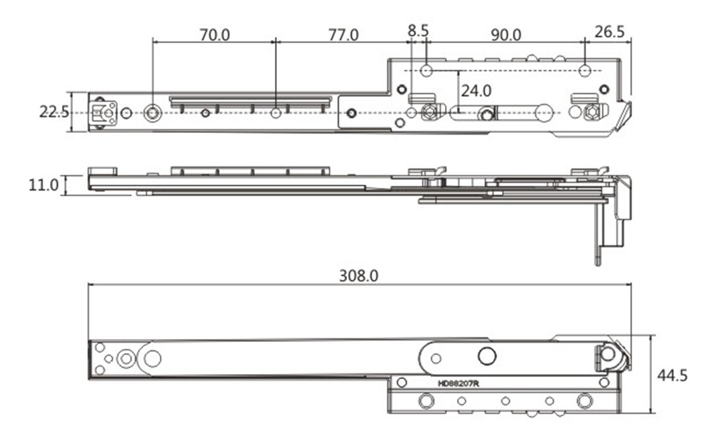 Heavy Weight Capacity Stainless Steel Friction Hinge with 85 Degree Angle drawing