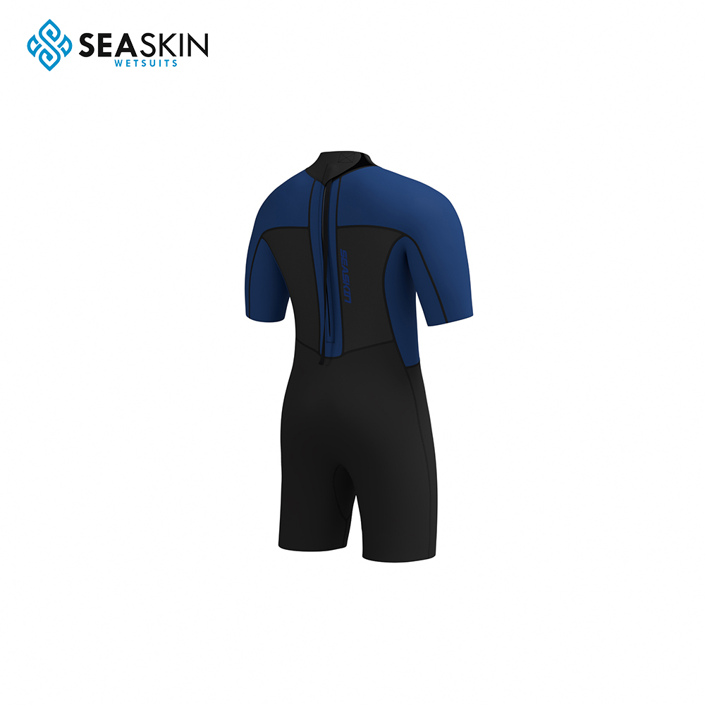 Seaskin Mens SS 2mm Back Zip SS Diving Shorty Wetsuit