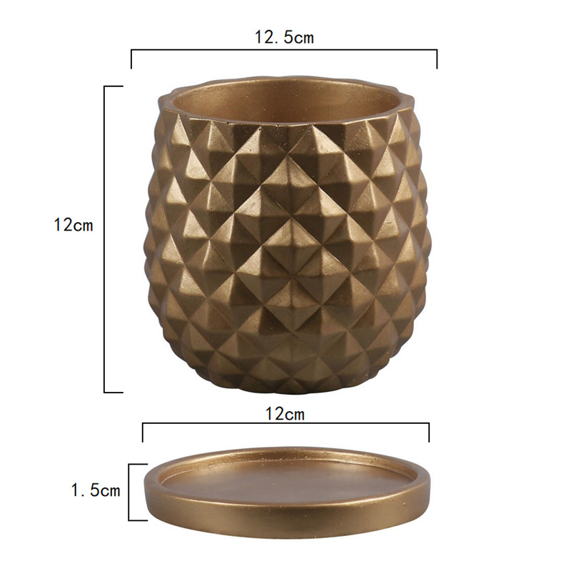 Rose Gold Home Decor Pineapple Cement Pot