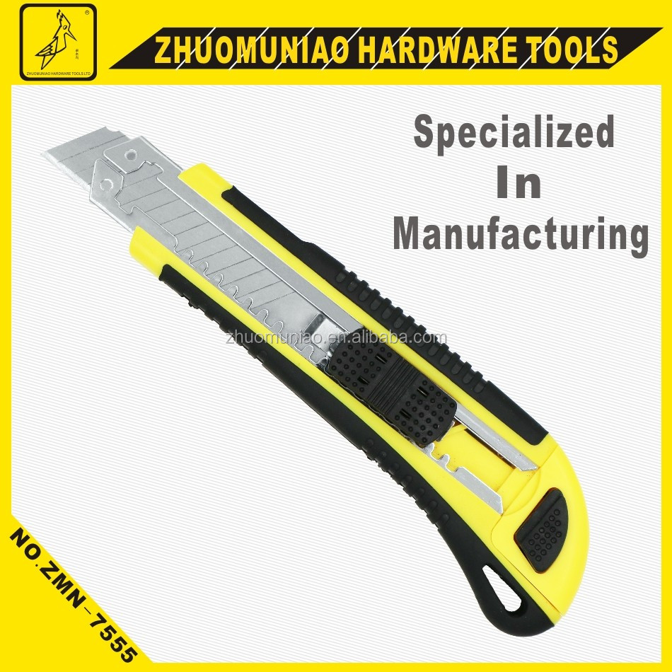 Factory Supply Amazing OEM Auto Loading Utility Knife Plastic ABS + Rubber TPR Grip Free Sample