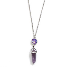 fish's scales hexagonal prism Amethyst Necklace