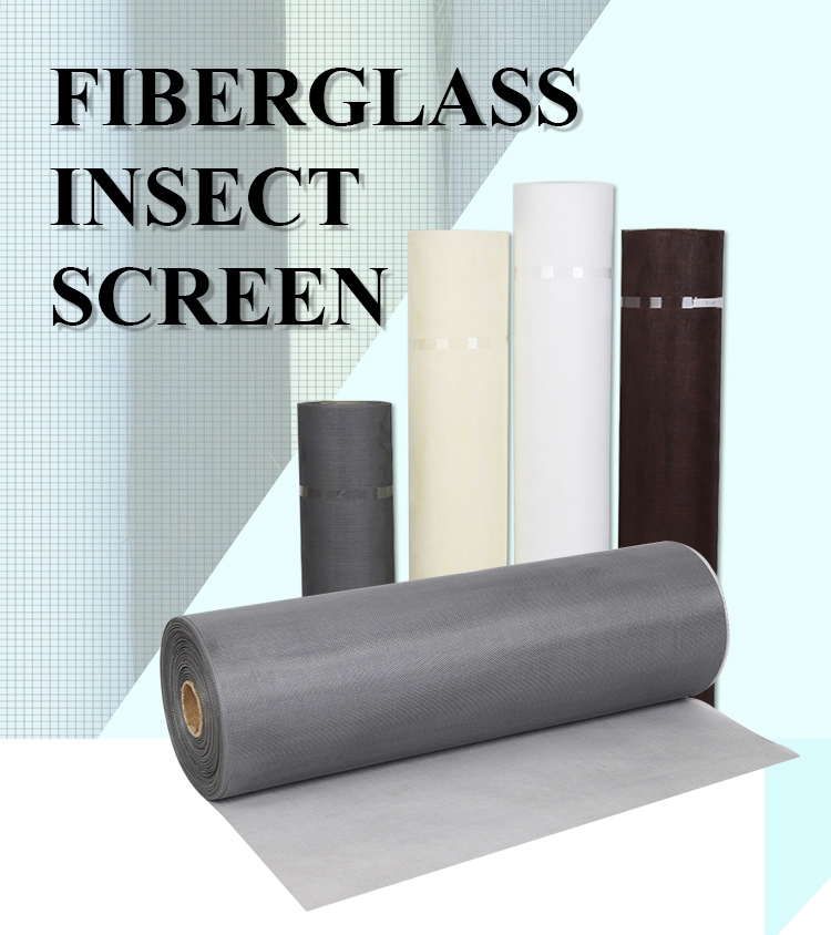 Pantalla de ventana de protección de mosquitos de color blanco/pantalla de insectos de fibra de vidrio