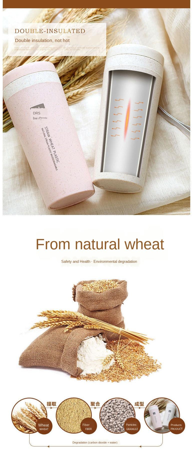 double-layer portable tumbler Insulation advertising promotional gifts Wheat straw  The fragrant cup Custom logo