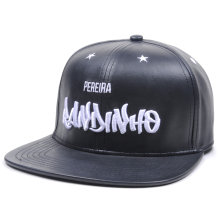leather strap snap back/3d logo snap back/snap back 6 panel cap