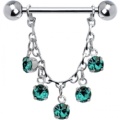 Blue Zircon Jeweled Essence Chain Drop Nipple Ring