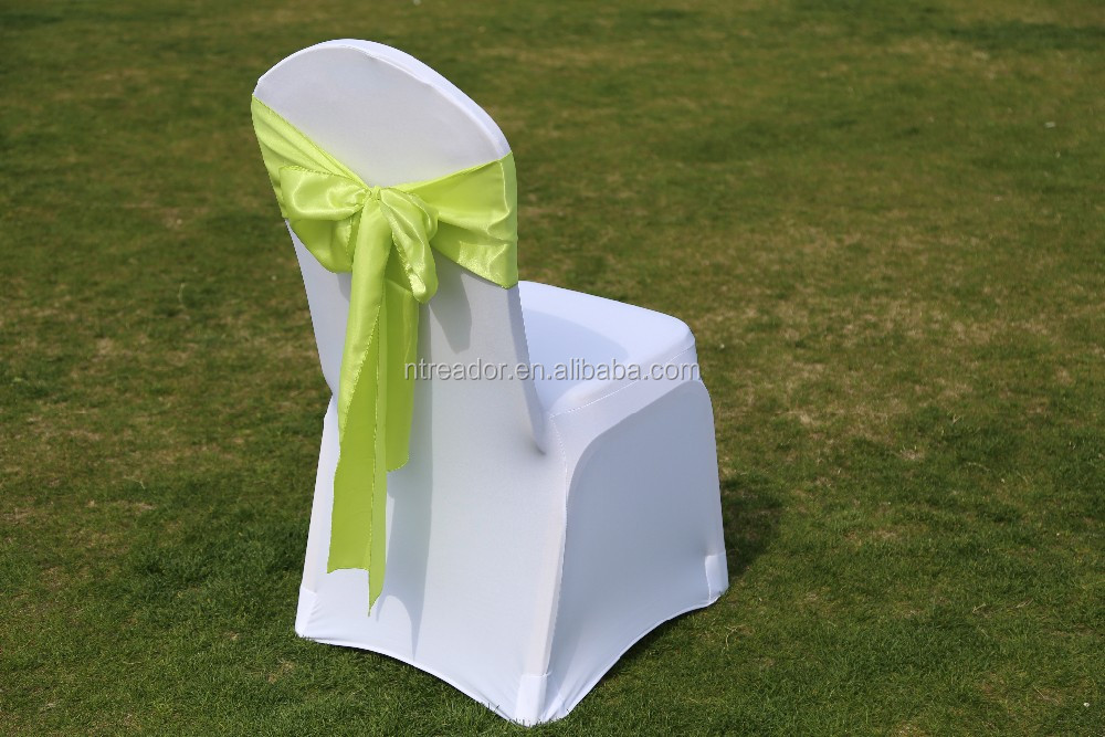 Wedding white spandex cheap chair covers organza chair sash