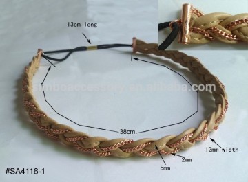genuine leather cord and link chain braid headwrap,weaving hairband leather,leather headwrap,alice band,hair accessories