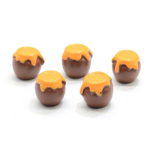 Lot Flat Back Resin Simulation Food Brown Honey Pot Cup 15MM Resin Honey Pot Ornaments Fairy Garden Terrarium Decoration