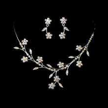 AB Rhinestones Silver Necklace & Earring Set