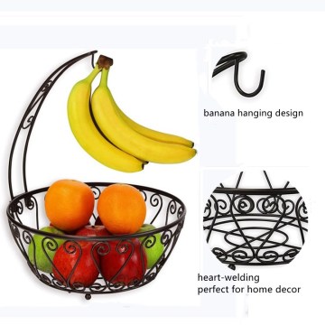 Fruit Basket Bowl Storage with Banana Hanger