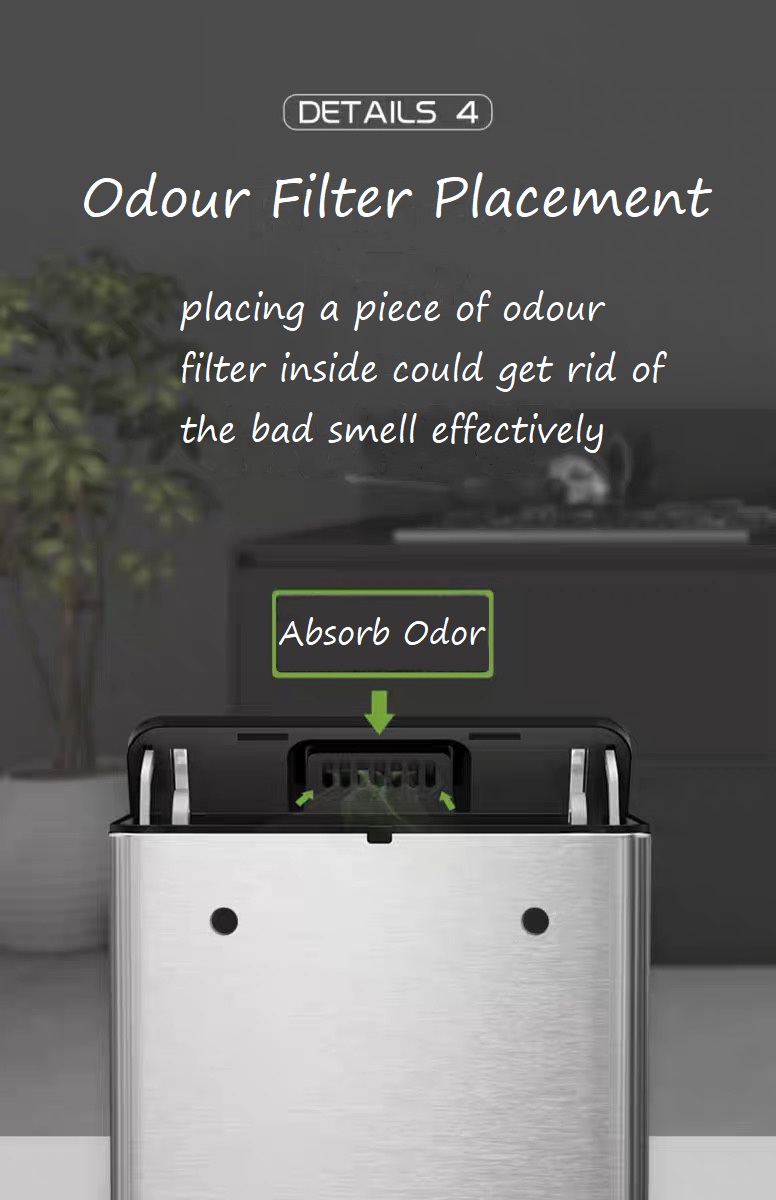 Garbage Bin with Odour Fiter Placement