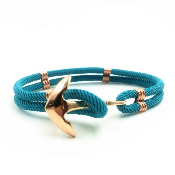 Stainless Steel Anchor Cotton Nylon Cord Bracelet