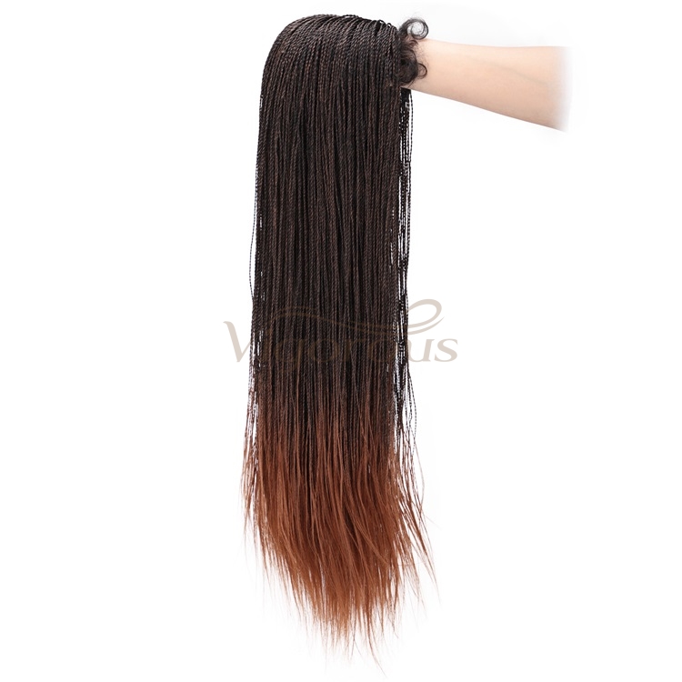 Vigorous Long African High Temperature Synthetic Ombre Twist Braided Lace Front Wig Braid Hair for Black Women