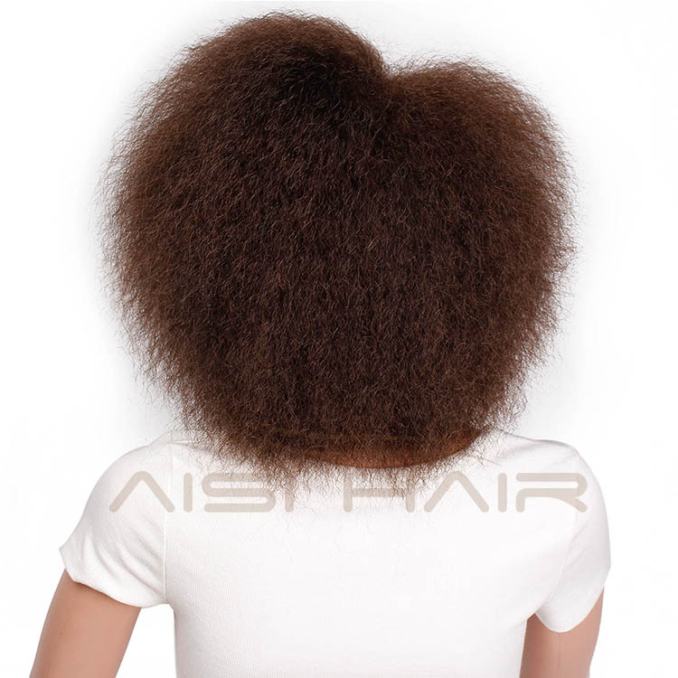 Aisi Hair Short Afro Wig Brown Synthetic kinky Curly Wigs for Women Fluffy African American Natural Black Hair Wigs