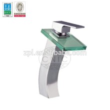 Hot sale chrome plated glass waterfall basin tap with ACS