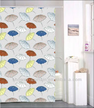 colourful umbrellar Fabric Shower / Bath Curtain +12 Rings / Hooks - TAUPE