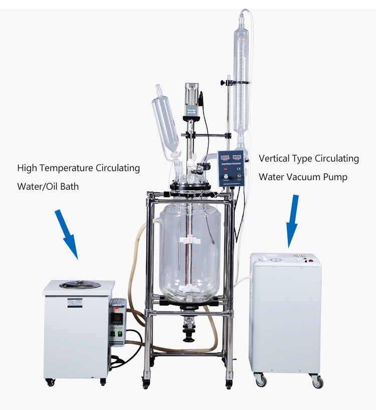 Lab vacuum fractional distillation glass reactor