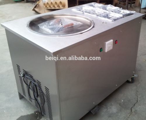 round flat pan rolling ice cream machine with cooling tanks